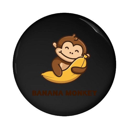 Brown illustrated Monkey and Banana Pin Buttons
