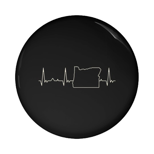 Oregon State USA. Heart. Love. EKG. Pulse. Beat. Pin Buttons