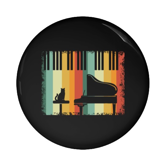 Piano Cat Musician Musical Instrument Pianist Pin Buttons