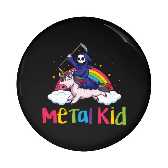 Metal Kid Music Unicorn Skeleton Grim Rock Heavy Pin Buttons