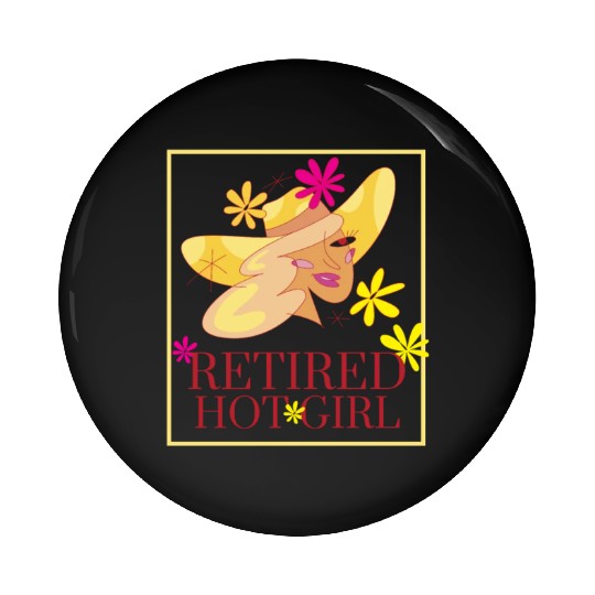 Retired Hot Girl Retro 70s Girl Flower Aesthetic Pin Buttons