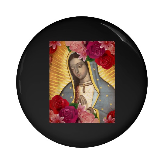 Our Lady of Guadalupe Rose Mexican Catholic Juan D Pin Buttons