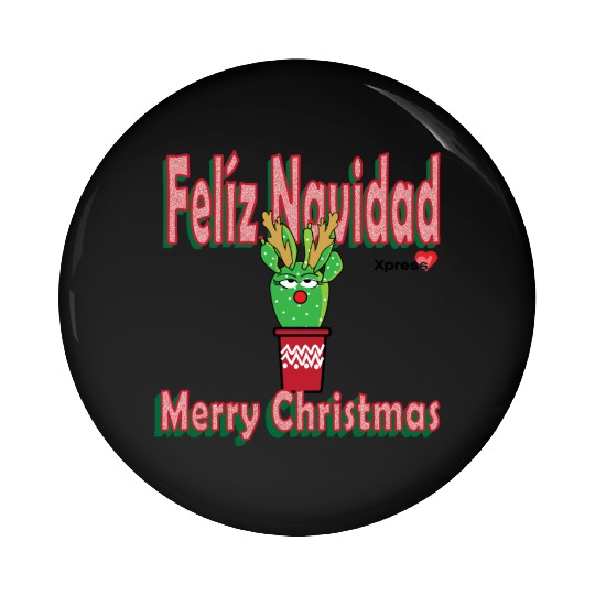 Felíz Navidad Cactus Lady Pin Buttons