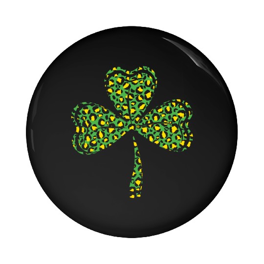 Pattern Leopard Shamrock Luck Saint Patrick Day Pin Buttons