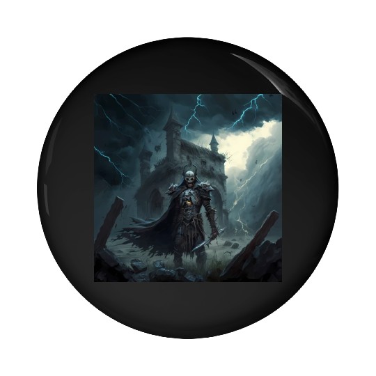 Death Knight in Thunderstorm Pin Buttons
