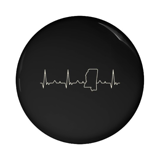 Mississippi State USA. Heart. Love. EKG. Pulse. Pin Buttons