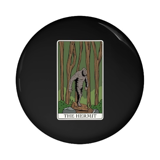 Bigfoot Tarot Card "The Hermit" for a Tarot Reader Pin Buttons