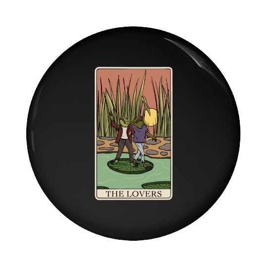 Cottagecore Frog Tarot Card "The Lovers" for a Pin Buttons