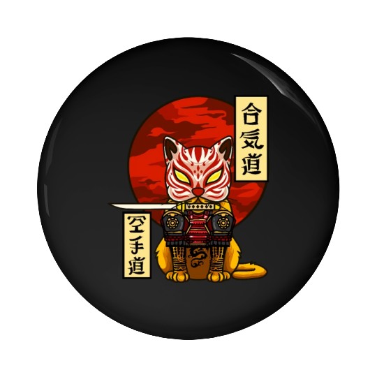 Samurai Cat Pin Buttons