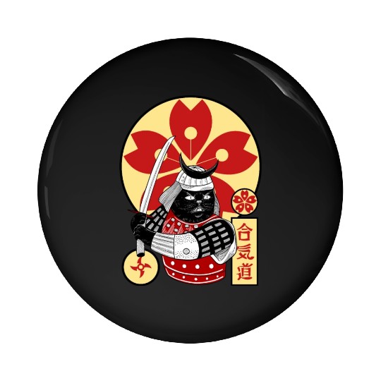 Samurai Cat Pin Buttons
