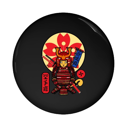 Samurai Cat Pin Buttons