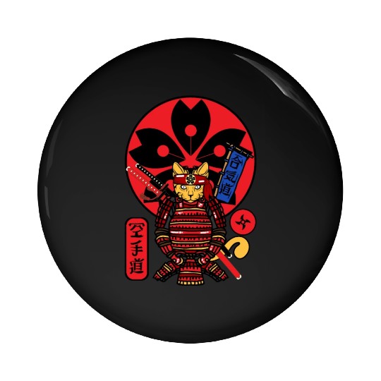 Samurai Cat Pin Buttons