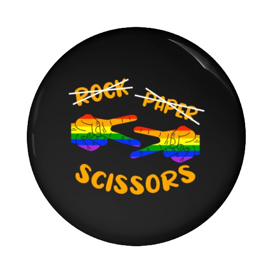 Rock Paper Scissors, LGBT Rainbow Flag Pin Buttons