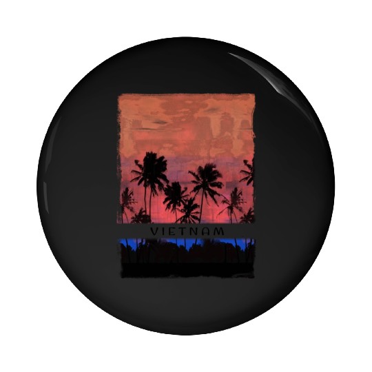 Vietnam Vacation Souvenir Beach Palm Tree Pin Buttons