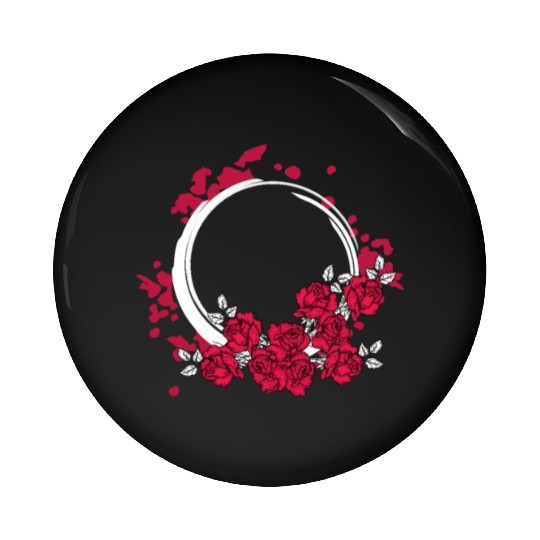 Zen Circle Japanese Roses Flower Bouquet Aesthetic Pin Buttons