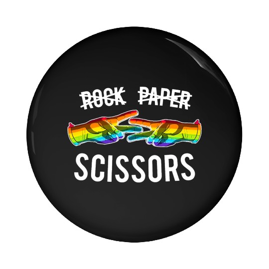 Rock Paper Scissors Lesbian Pride Rainbow LGBT Pin Buttons