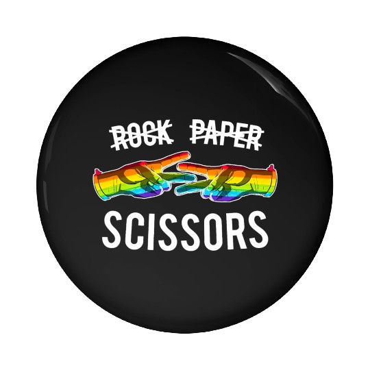 Rock Paper Scissors Lesbian Pride Rainbow LGBT Pin Buttons