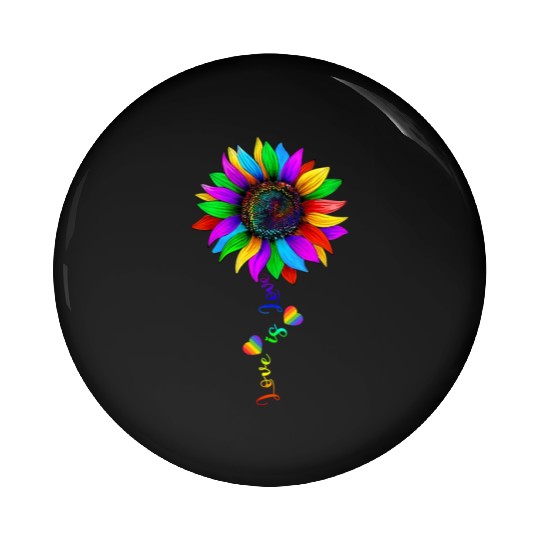 Sunflower Rainbow Love Is Love LGBT Lesbian Gay Pin Buttons