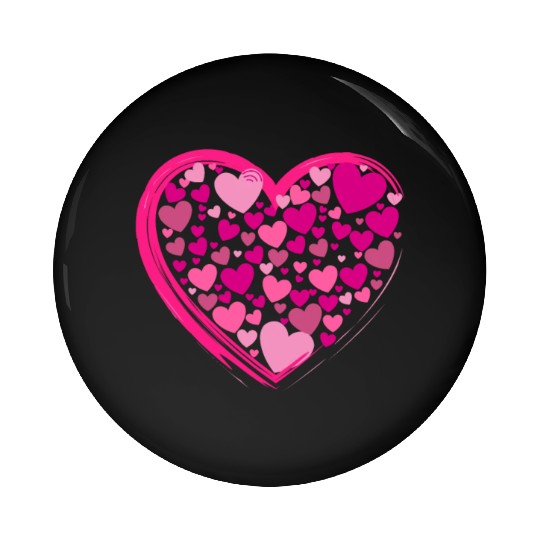 Cute Pink and Lilac Hearts in a Big Pink Heart Pin Buttons
