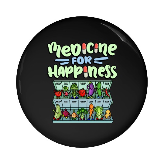 Medicine For Happiness Vegetable Dose Daily Pin Buttons
