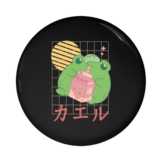 Strawberry Milk Frog Japanese Pin Buttons