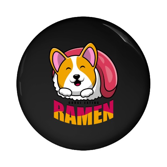 Corgi Eating Ramen Japanese Ramen Corgi Pin Buttons