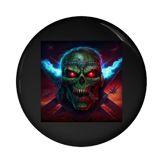 ZOMBIE IRON MAIDEN (version 14) Pin Buttons
