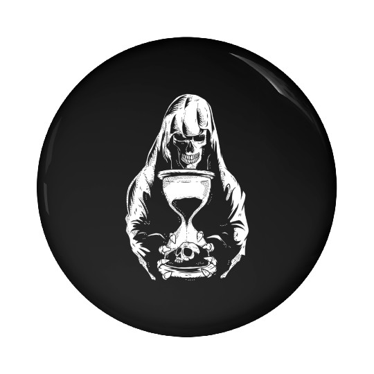 Death Grim Reaper Hourglass Heavy & Death Metal Pin Buttons