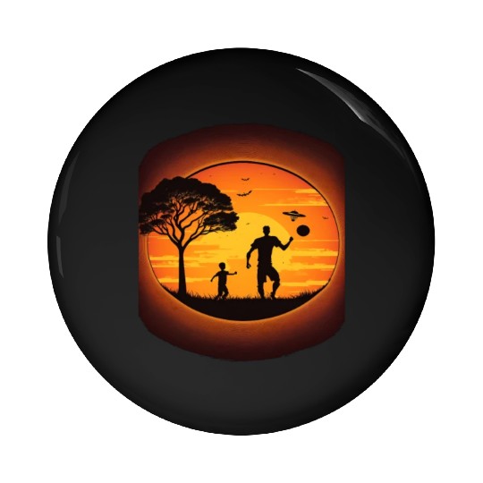 Ultimate Frisbee Fans Father and Son Playing Pin Buttons