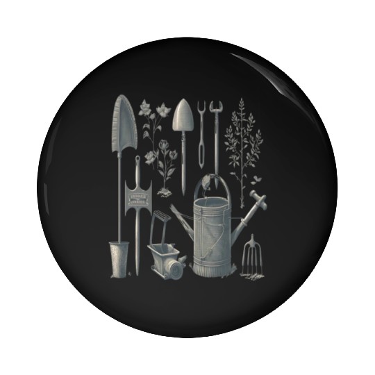 Florist Gardener Dad Grayscale Gardening Tools Pin Buttons