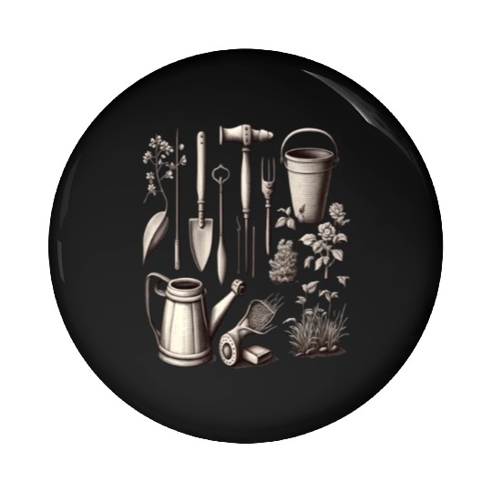Florist Gardener Dad Grayscale Gardening Tools Pin Buttons