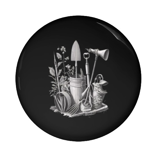Florist Gardener Dad Grayscale Gardening Tools Pin Buttons
