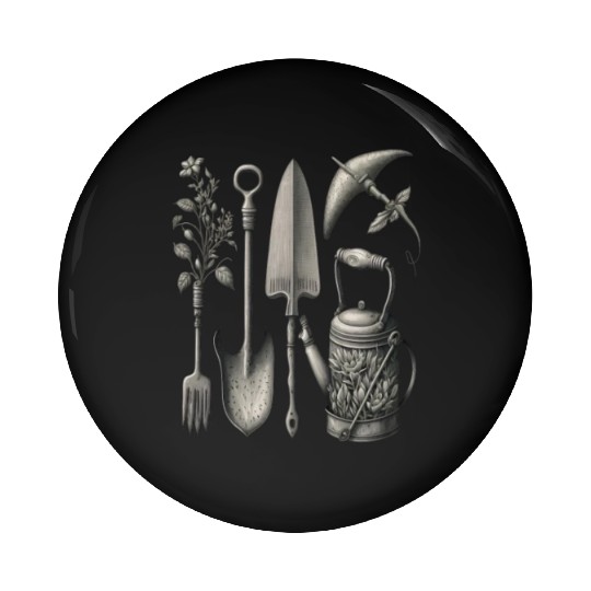 Florist Gardener Dad Grayscale Gardening Tools Pin Buttons