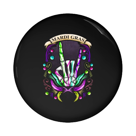 Rocking Skeleton Hand Showing Sign Of The Horns Pin Buttons