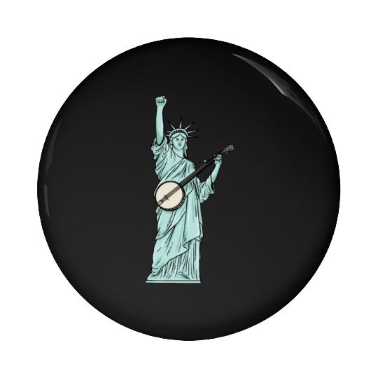 Statue Of Liberty Banjo Musician Design for Pin Buttons