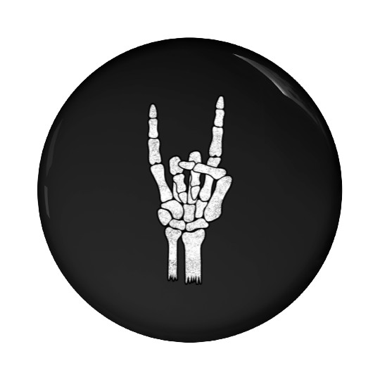 Skeleton Hand Rock Metal Sign Pin Buttons