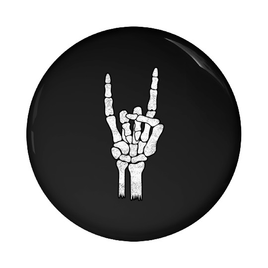 Skeleton Hand Rock Metal Sign Pin Buttons