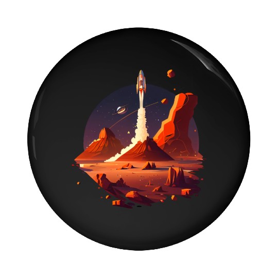 Vintage Space Science Mars Fiction Geek Solar Pin Buttons