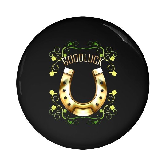 Good Luck With A Golden Horseshoe For Irish St Pin Buttons