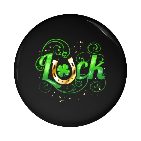 Green Golden Luck Logo With Horseshoe For St Pin Buttons