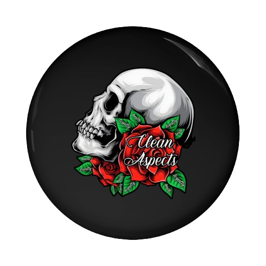 CA SKULL AND ROSES Pin Buttons