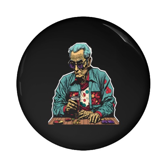 Cool Poker Fans Retro Comic Style Poker Player Pin Buttons