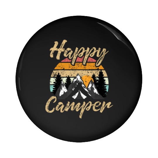 Funny Camping Hiking Lover Present Happy Camper Gi Pin Buttons