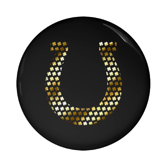 Golden Shamrocks Forming A Horseshoe On St Pin Buttons