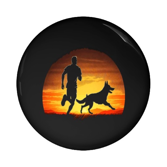 Runner Dog Animal Lover Dog Dad Silhouette Pin Buttons