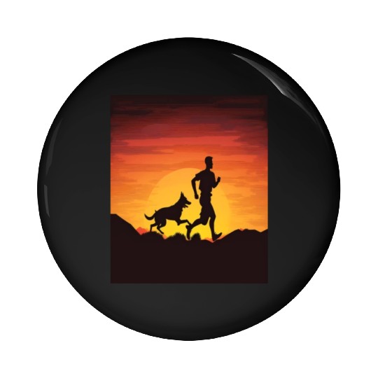 Runner Dog Animal Lover Dog Dad Silhouette Pin Buttons