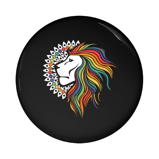 Rainbow Lion Leo Astronomy Zodiac Sign LGBT Pin Buttons