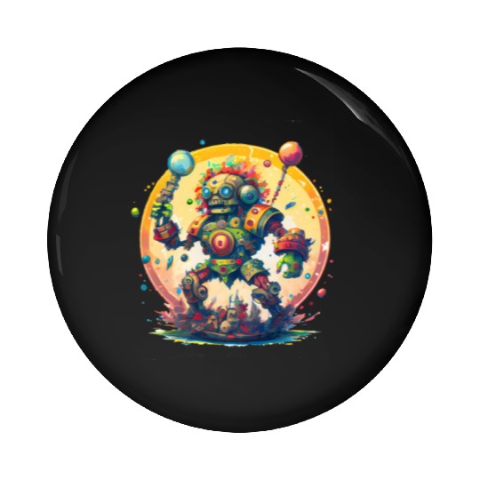 Inca,Maya robot warrior Pin Buttons