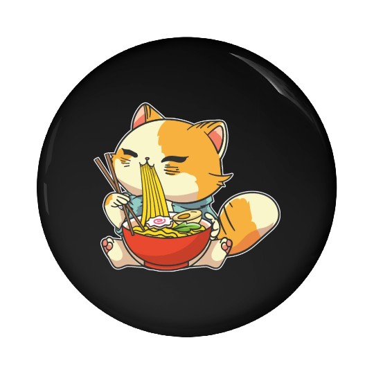 Cat Ramen Bowl Anime Kawaii Neko Japanese Noodles Pin Buttons