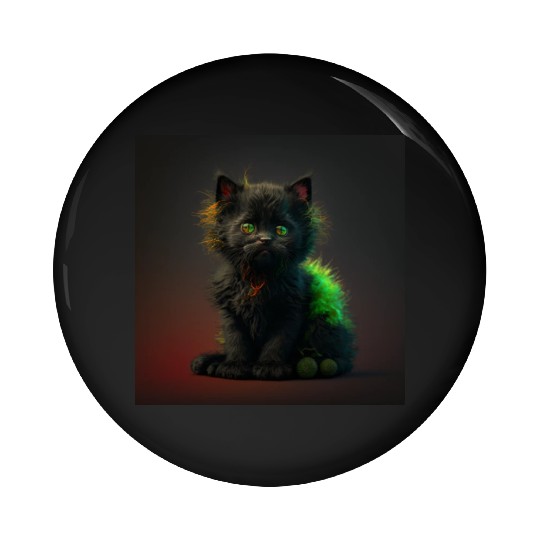 Cute black kitten blended with a wicked spider Pin Buttons